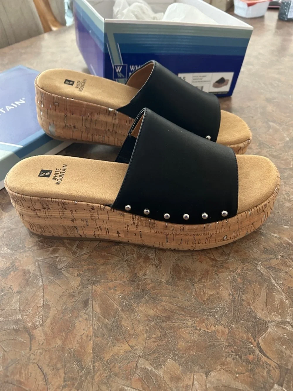 White Mountain Black And Sexy Bling Slides